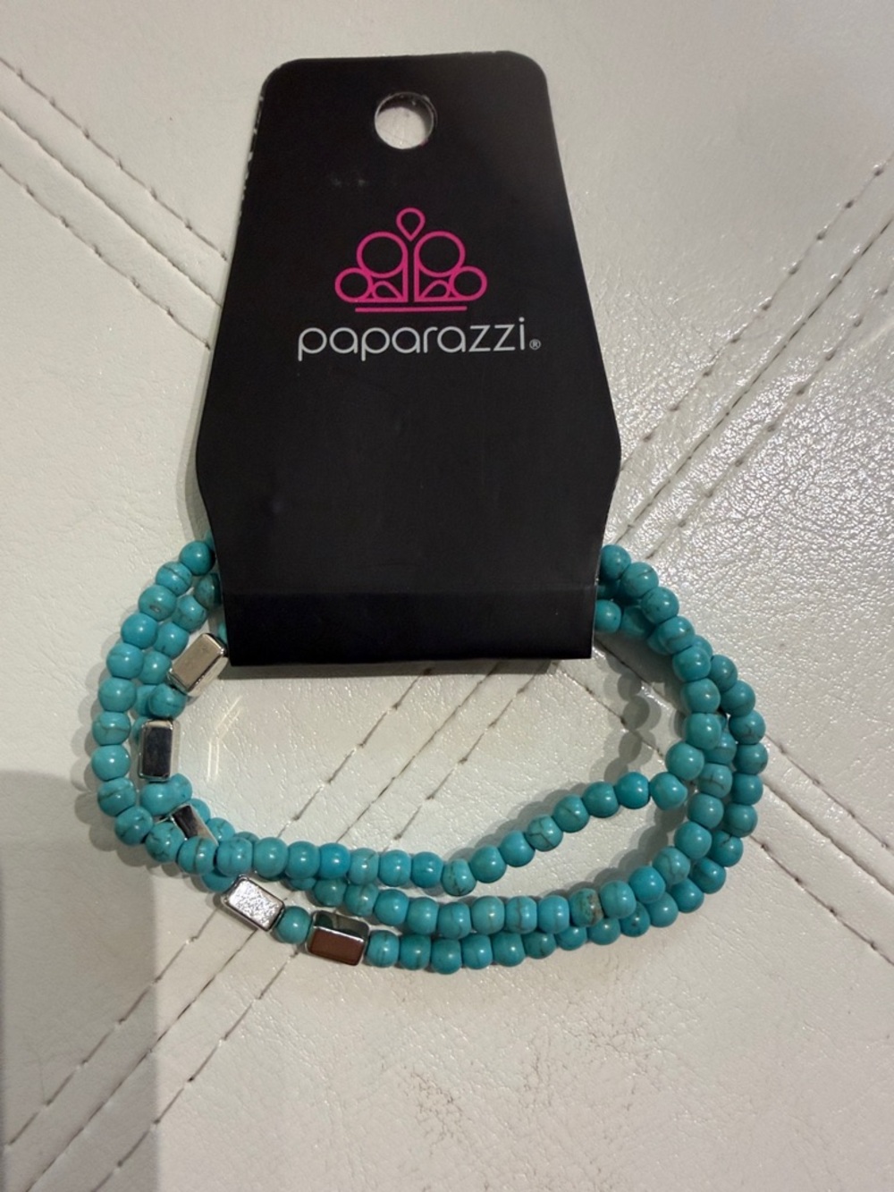 paparazzi Turquoise Multi-Strand Beaded Bracelet with Silver Accents
